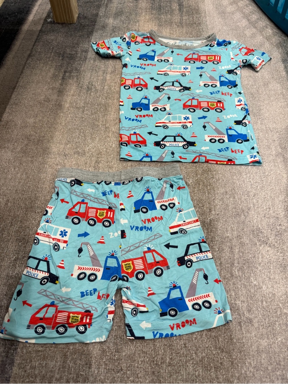 Little Sleepies Light Blue Emergency Vehicle Pajama Set